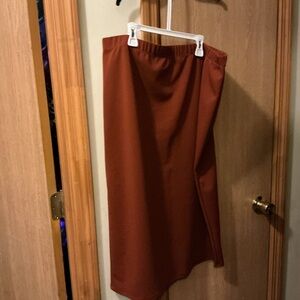 Everyday Rust Midi Skirt with Elastic Waist